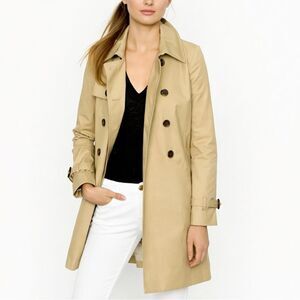 J.Crew Icon Trench Coat Size 0P Khaki Tan Double Breasted Classic Petite